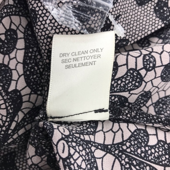 Rebecca Taylor Gray Black Silk Lace Print 100% Silk Long Sleeve Dress - Picture 10 of 10